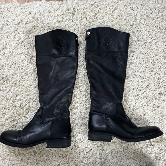 Vince Camuto Black Leather Fabina Riding Boots - Picture 1 of 7